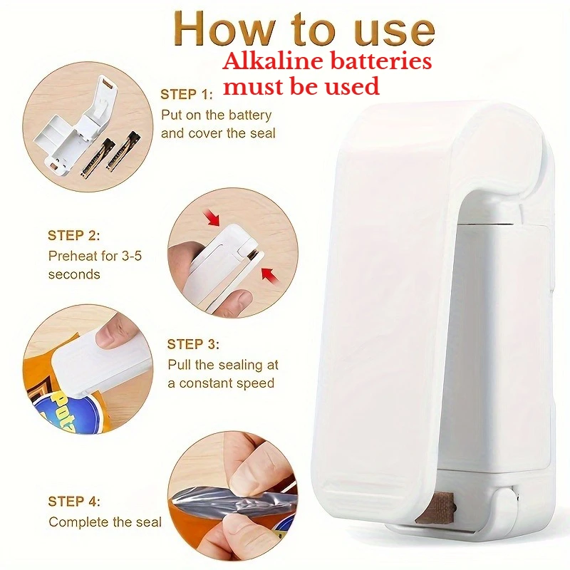 A Portable Mini Bag Sealer,Battery-powered Handheld Vacuum Heat Sealer,Plastic Bag Resealer for Food and Snack Storage 2