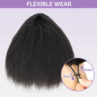 Demi-perruque de cheveux humains 3 en 1, avec cordon de serrage, demi-perruque lisse et crépue, prête à l'emploi, ajustement confortable, sans colle nécessaire, naissance des cheveux naturelle 2