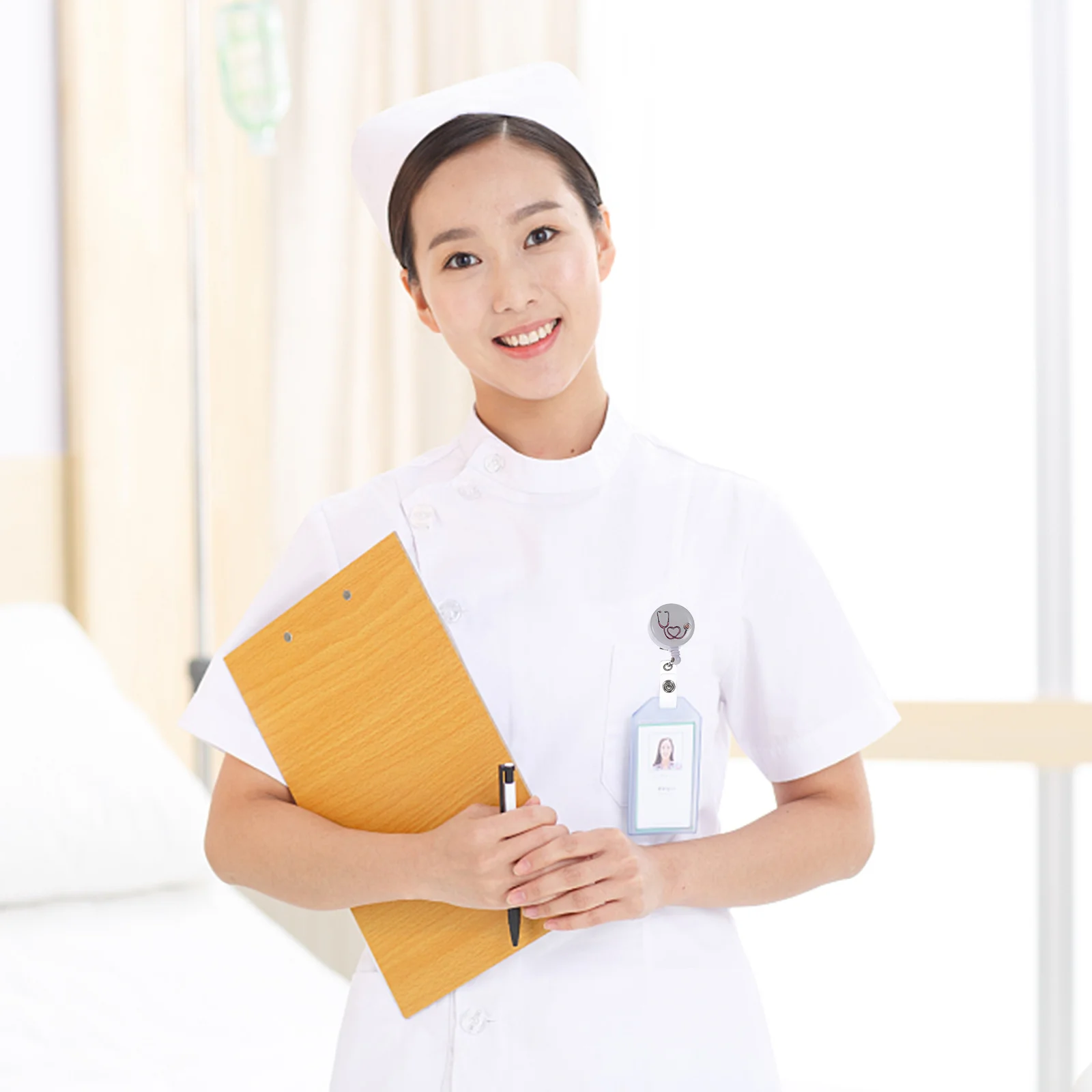 

4 Pcs Easy-to-pull Telescopic Buckle Nurse Card Badge Holder Retractable for Stethoscope with Swivel Clip Doctors Name