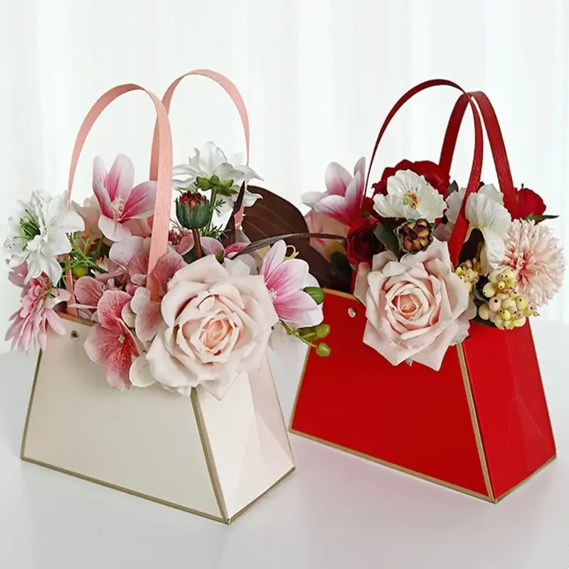 Wedding Party Valentine's Day Rose Flower Gift Box Carry Bag Flower Box Portable Bouquets Packaging Basket Storage Party Gift Bags Gift Boxes Flower Bags