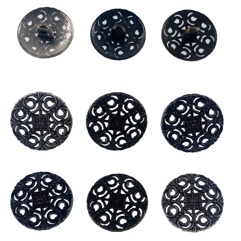 20Pcs Vintage Metal Pierced Buttons Shank Flower Metal Buttons Fit Sewing Clothing Craft 18.0mm 2