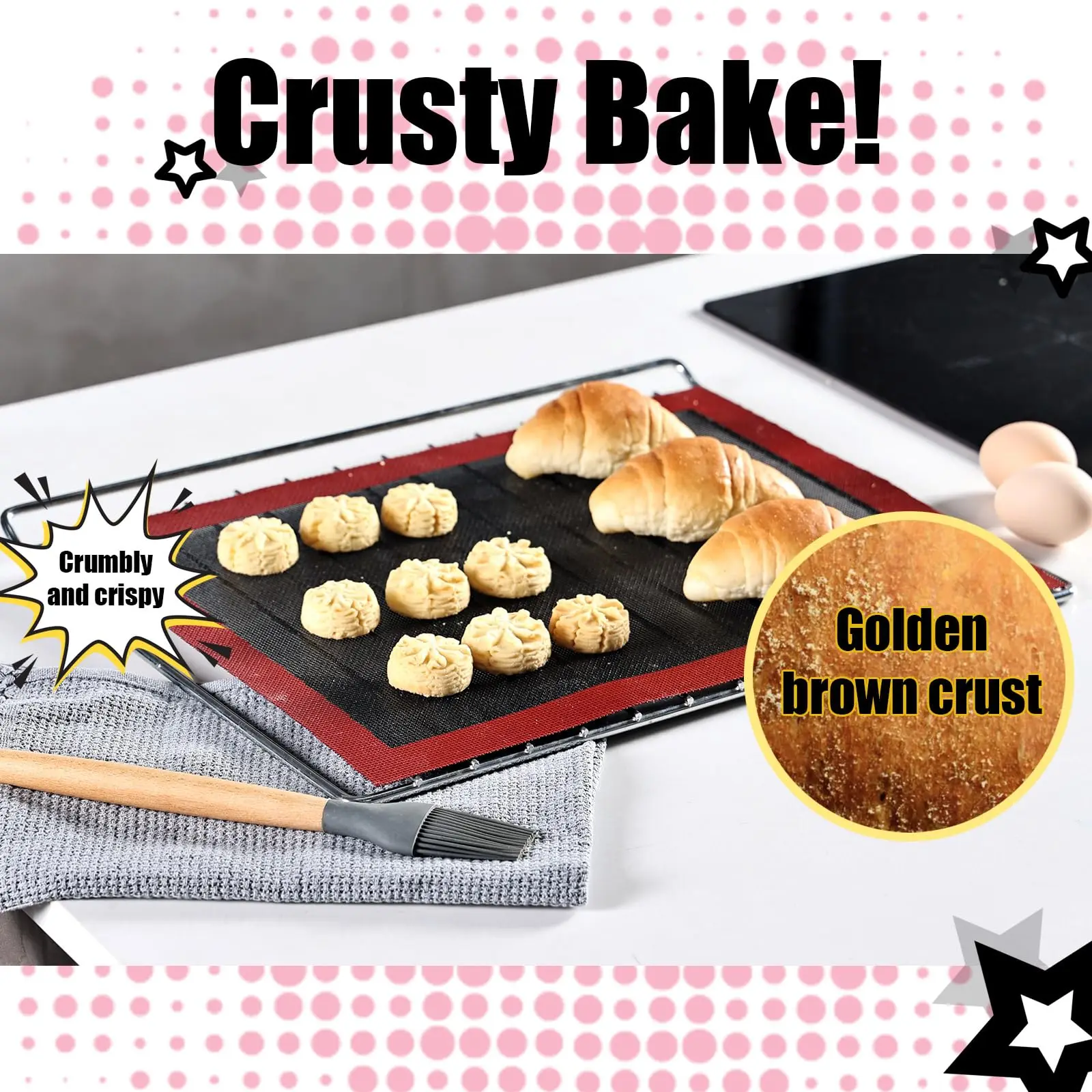 Non Stick Reusable Bread Mat Silicone Hollowing Out Baking Oven Mesh Pad Breathable Sheet Liner For Cookies Resistant Cooking