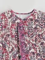Zevity Women Vintage Floral Print Sleeveless Vest Tops Ladies Open Stitching Casual Clothes Ct332 - Image 4