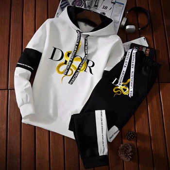 Women Sports Suits Fashion Printed Tracksuit Casual Sweatshirt +Pants 2 Piece Outfit Set Warm Hooded Pullover Sportwear Clothing