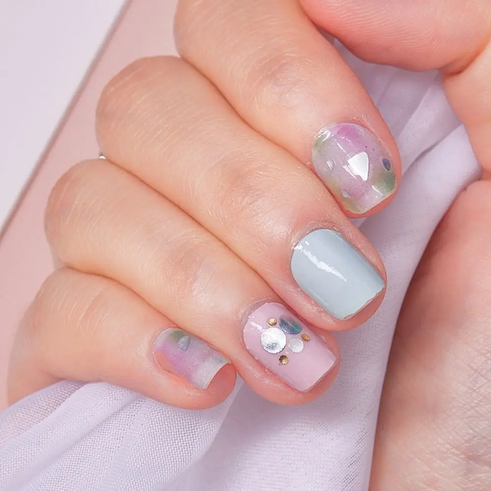 

1Sheet Strips Gel Nail Stickers Simple Semi Cured Nail Art Stickers Glittering Gel Full Nail Wraps DIY NAil Art Making