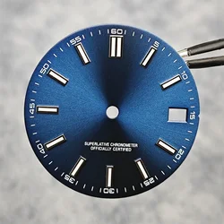 Luminous Blue-Green Watch Face with BGW9 Glow - 28.5mm Enhanced Dial for Customized Timepieces (Dark blue)
