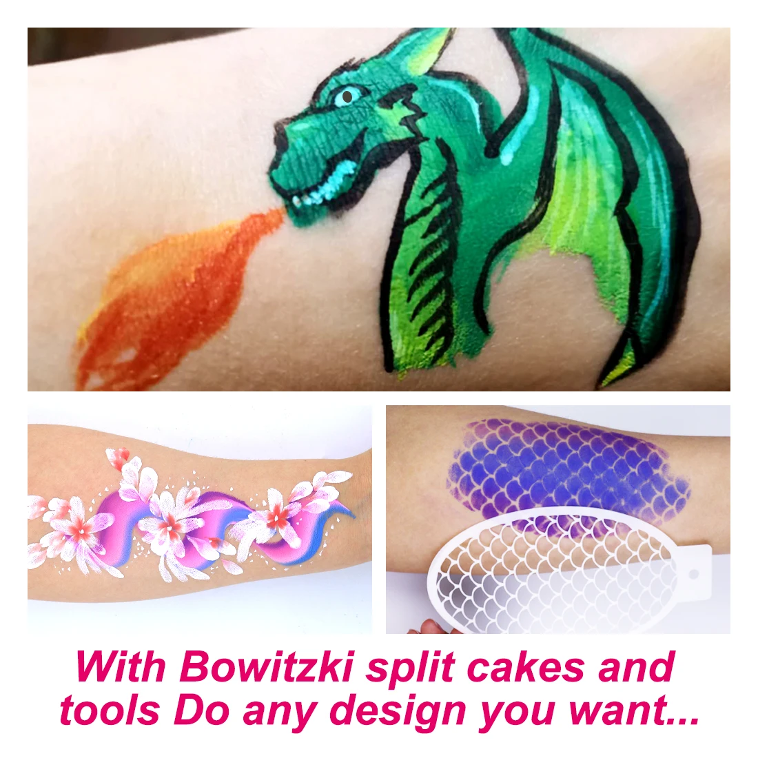 Bowitzki Professional Face Paint  Body Paint for Kids Adults 6x10gm One Stroke Split Cake Rainbow Halloween Hypoallergenicity 4