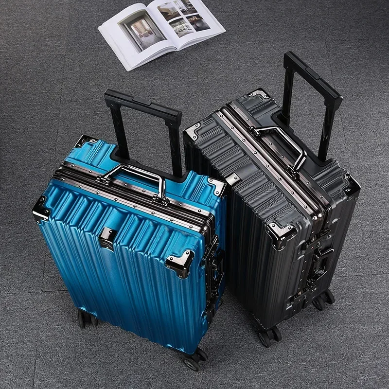Trolley Luggage 20 24 26 28 inch Aluminum Frame Rolling Luggage Case Travel Suitcase on Wheels Combination Lock Carry on travel bag pull bar suitcase