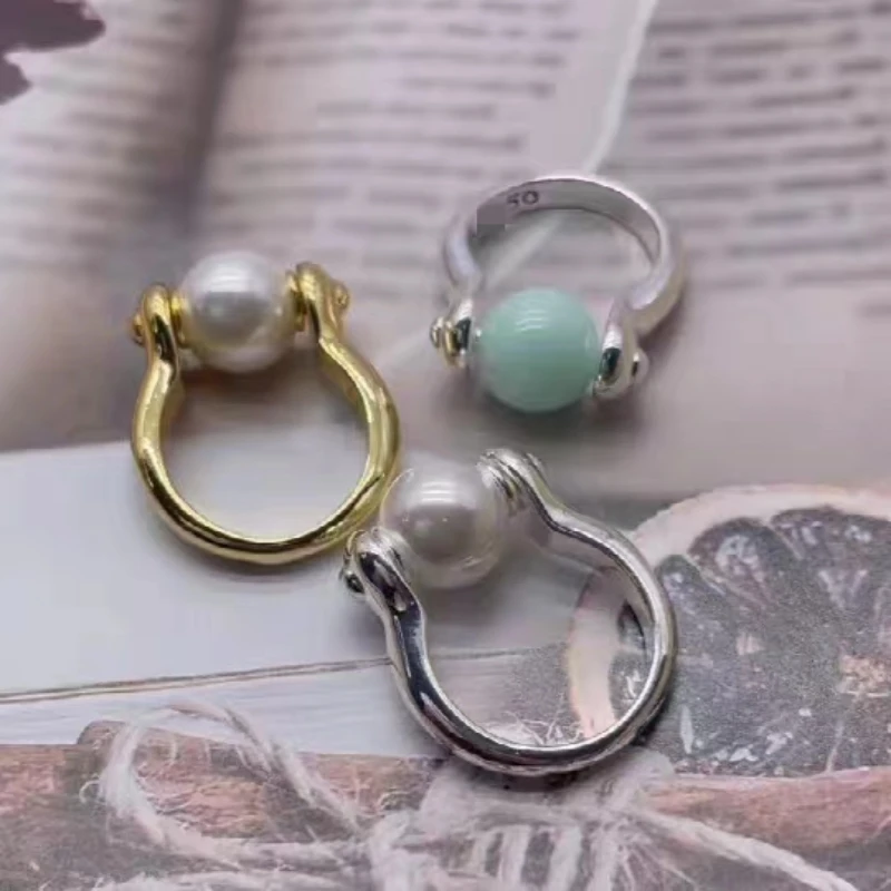 2023 UNode50 Hot Selling Spanish Fashion Creative Design Women's Pearl Ring Romantic Holiday Jewelry Gift Bag with Bag