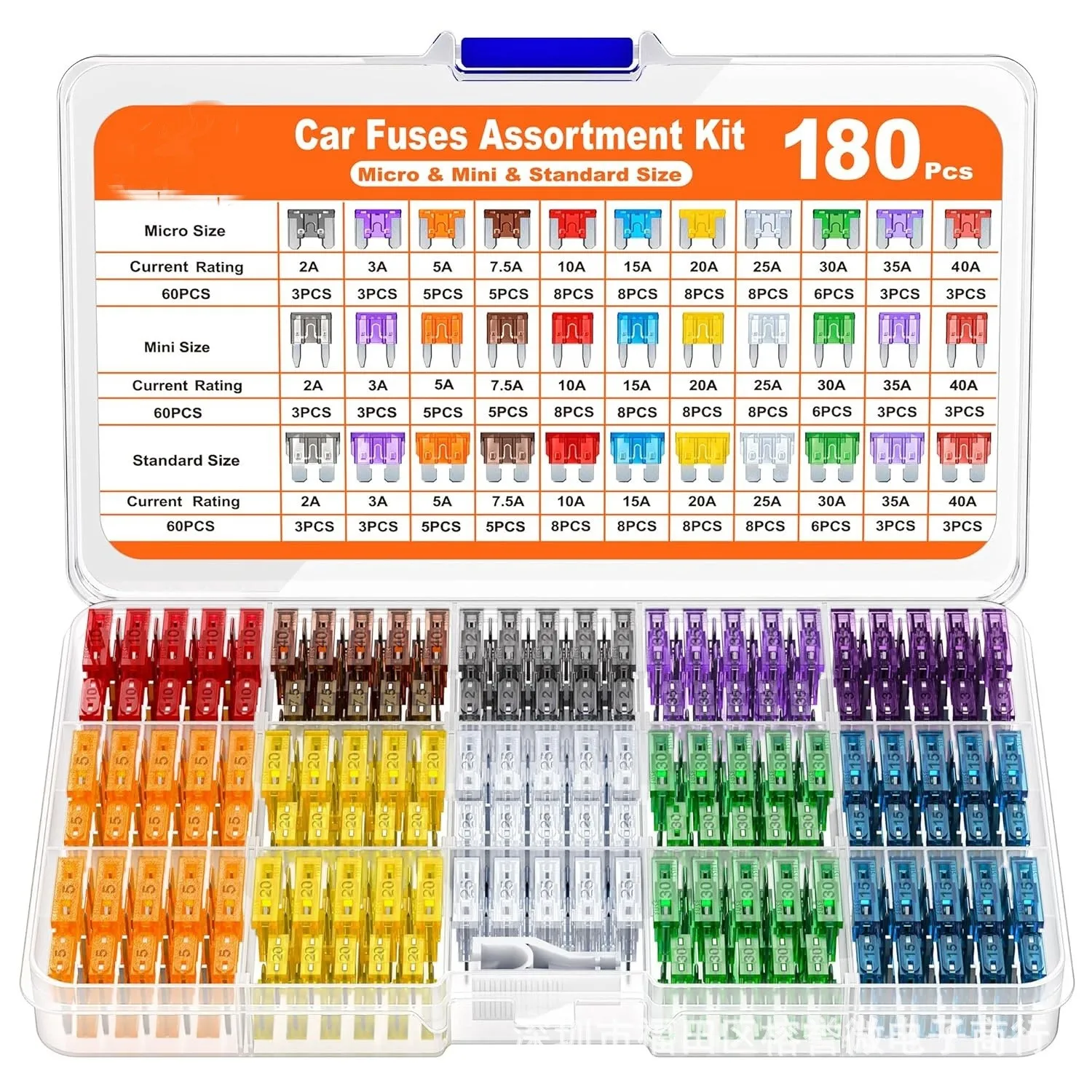 Comprehensive Automotive Blade Fuse Assortment Kit with Storage Box - 300 Piece Set