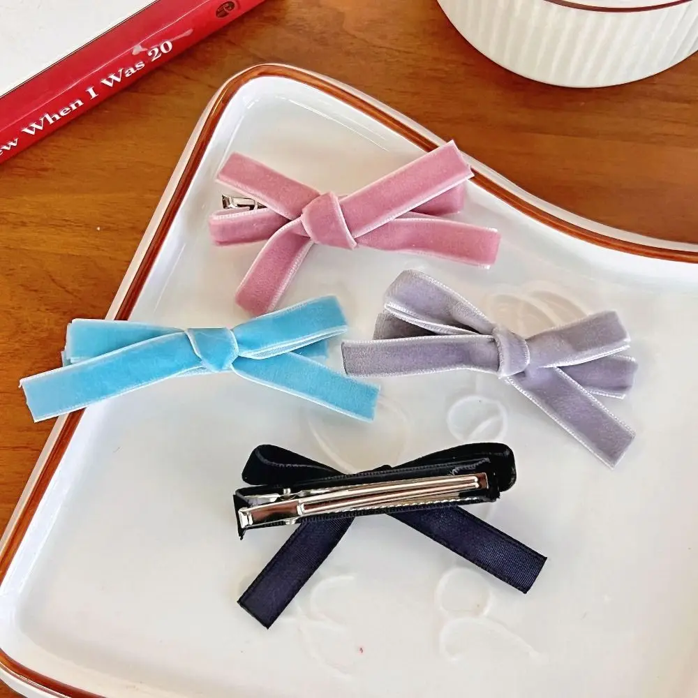 

2pcs/set Kroean Colorful Velvet Bow Hairpin Hairgrip Hair Clips for Girls Women Kids Children