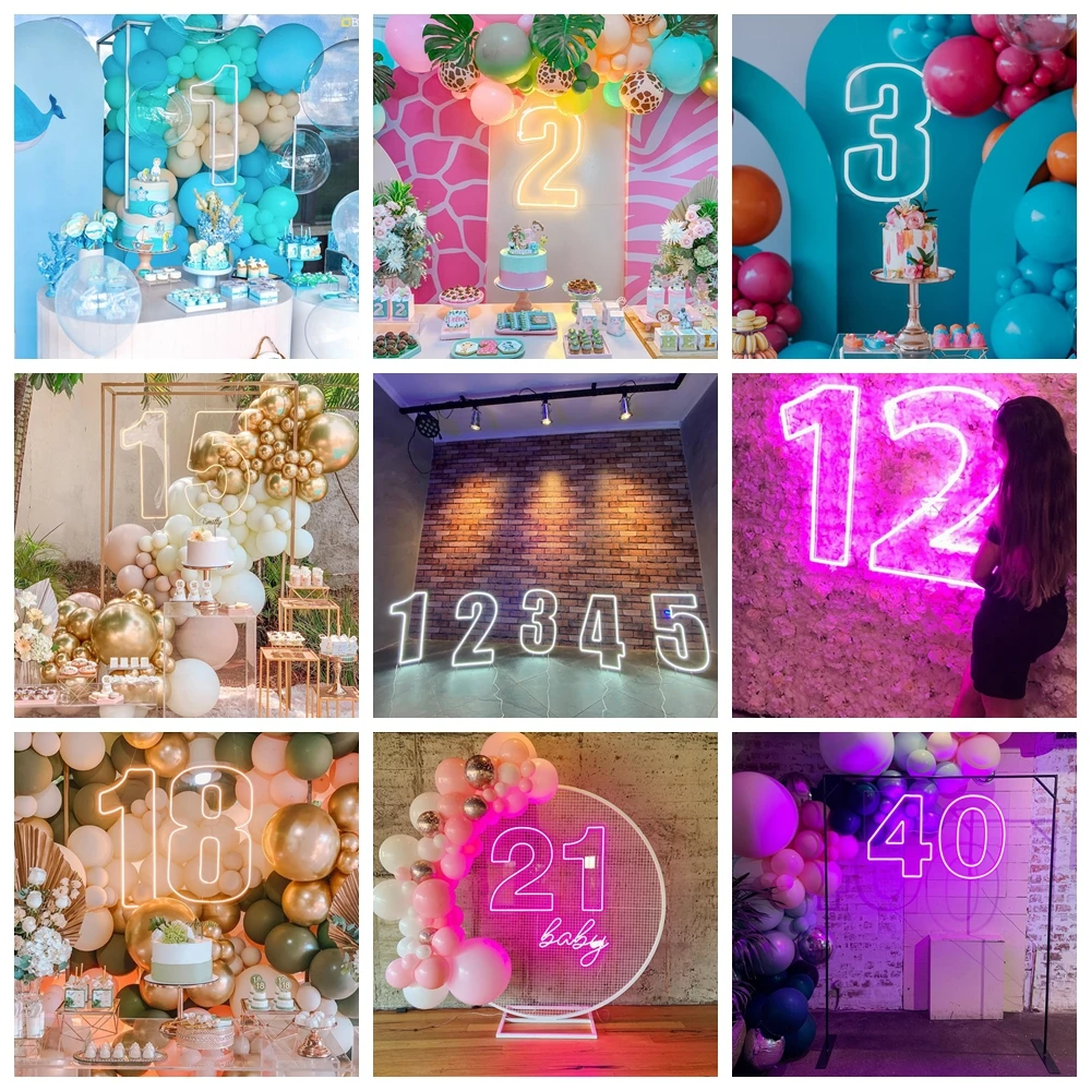 Number Birthday Sign Custom Neon Sign Letter Room Party Wall Decor Flex Led  Luminous Sign Handmade Light Custom Led Neon number _ - AliExpress Mobile