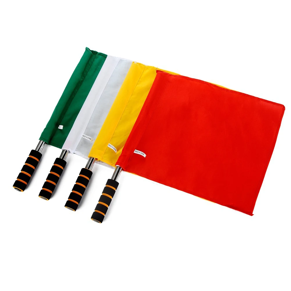 

Colorful Referee Flag 4 Colors Anti-slip Sweat Absorption Reusable Sports Match Football Linesman Flags Dropship
