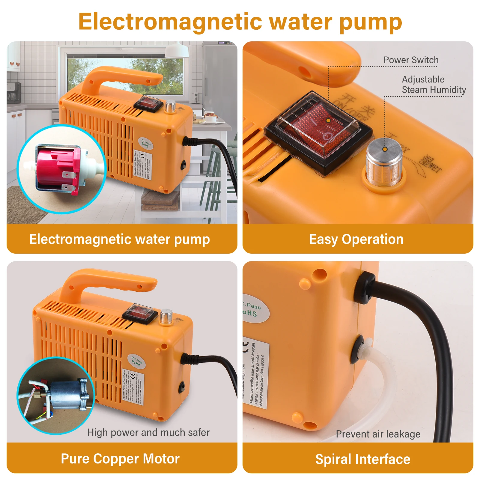 1700W Portable Steam Cleaner High Temperature Pressurized Handheld Self-control Steam Cleaning Machine for Kitchen Bathroom Car 6