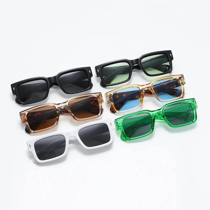 Color Block Square Frame Fashionable Men's Sun Protection Sunglasses Personalized Rice Nail Car Sunglasses 2346 driving glasses