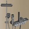 Newly Piano Bathroom Shower System Faucet for 12 Inch Rainfall Shower Head Accessories White Hot Cold Piano Bathroom Shower Set 2