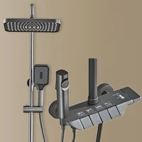 Newly Piano Bathroom Shower System Faucet for 12 Inch Rainfall Shower Head Accessories White Hot Cold Piano Bathroom Shower Set 2