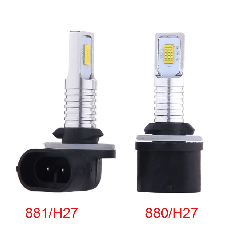 2Pcs LED 881 880 H27W/2 전구 자동차에 대 한 안개 조명 안개 운전 램프 높은 조명 자동차 조명 소스 6000K 흰색 노란색 Led 12V DRL