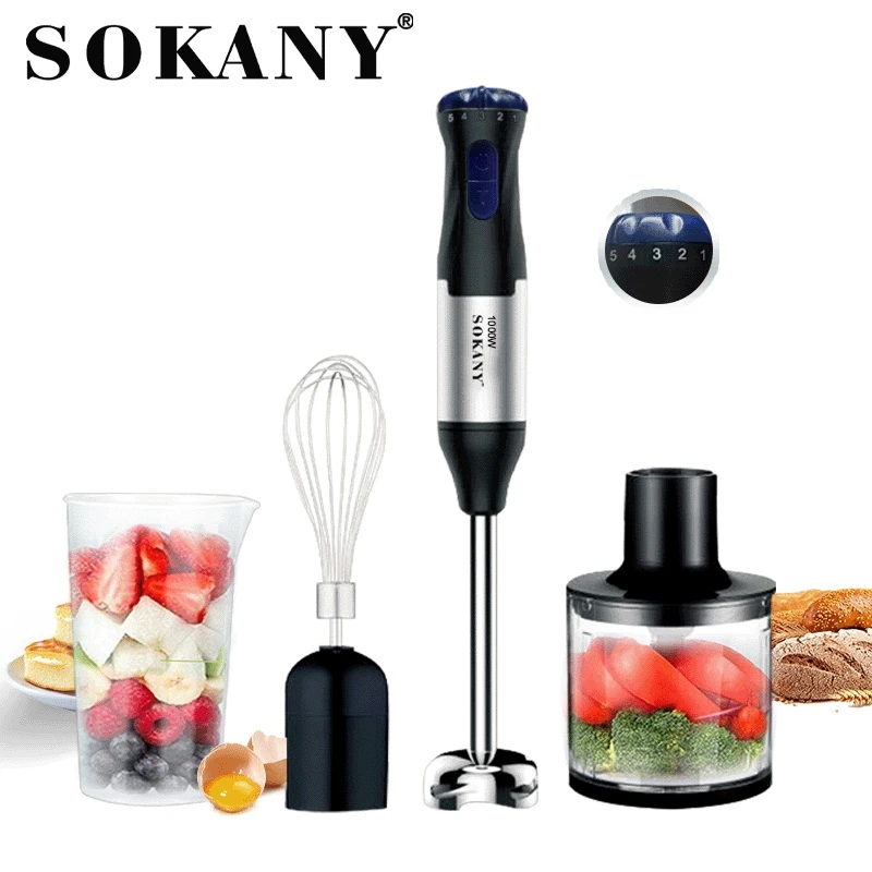 Hand Blender 1000W 4-In-1 Stainless Steel Kitchen Immersion Blender Smoothie Blender