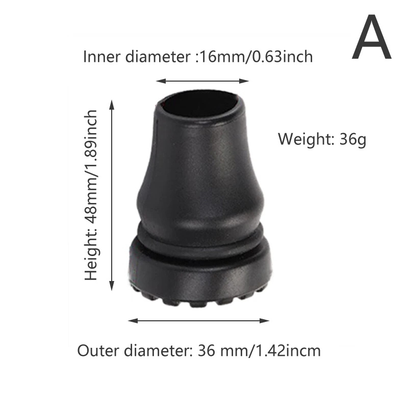 1pc Rubber Tips For Old Man Hiking Poles Trekking Poles Solid Wood T-handle Man Cane Aluminum Walking Stick Black 16mm 20mm 22mm