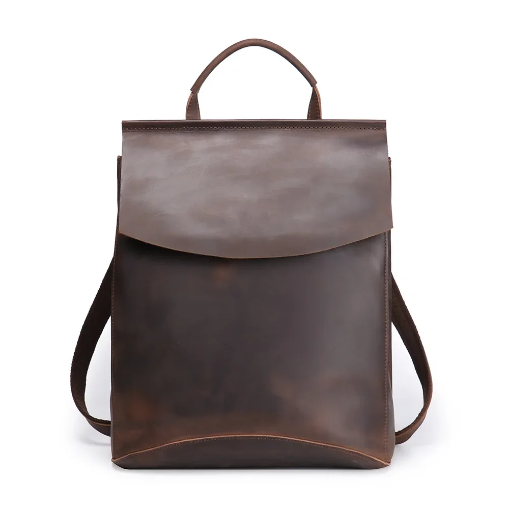 Vintage Leather Travel Backpack Crazy Horse Skin Multi-functional Shoulder Bag Men's Handheld Travel Bag