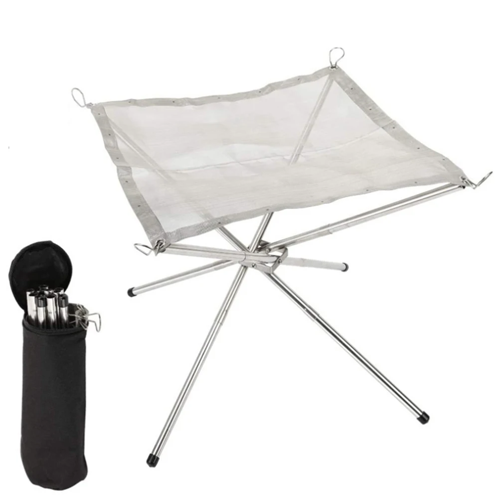 Stainless Steel Mesh Fire Pits Fireplace Foldable Portable Fire Pit Folding for Camping Outdoor Patio Backyard and Garden