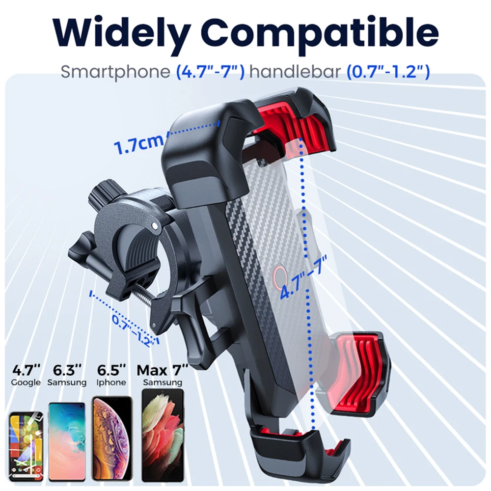 360° View Universal Bike Phone Holder Bicycle Phone Holder GPS Clip for 4.7-7 Inch Mobile Phone Stand Shockproof Non-slip Clip