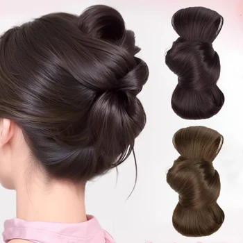 Synthetic ball head wig female temperament lazy grab clip head flat head exclusive disc hair big ponytail hair accessories
