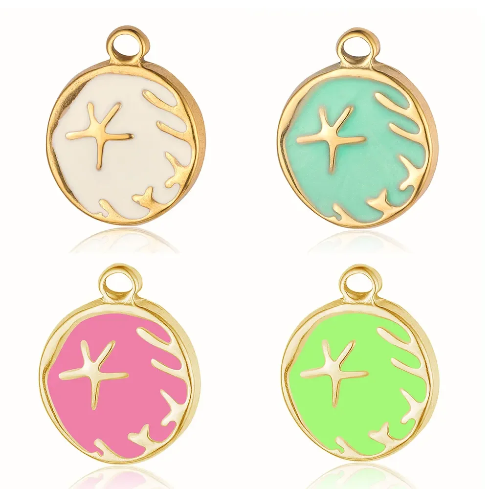 

Enamel Star Octagon Mirror Polished 316 Stainless Steel DIY Charm Sun Rhinestone Jewelry Enamel Eye Necklace Pendant