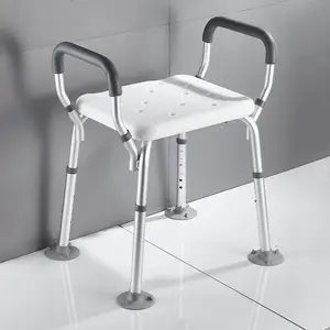 Silla de cama médica con asiento acolchado, silla de ducha plegable para  adultos mayores, discapacitados, ancianos, mujeres embarazadas (blanco