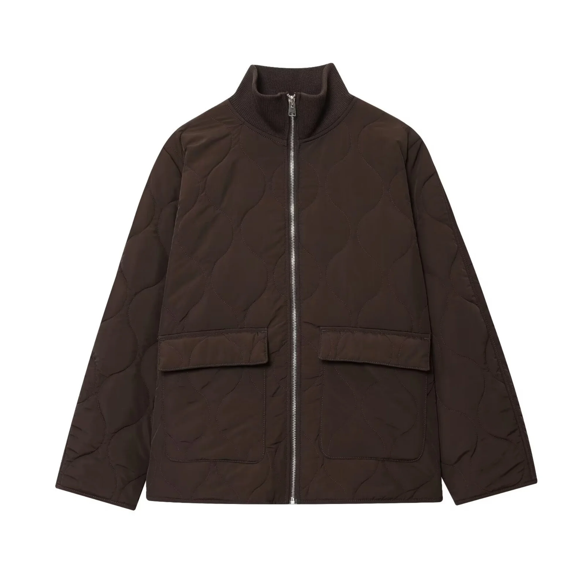 Women Vintage Casual Chic Bomber Jacket Coat Female Solid Zipper Pockets Long Sleeve Coats Fashion Lady Autumn Winter Outwears