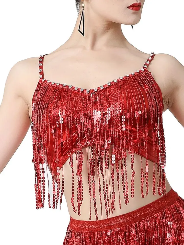 Sparkly Women Sequin Beaded Bra Top Sexy Tassel Crop Top for Festivals  Raves Dance ClubWear Belly Dance Bra Outfit - AliExpress