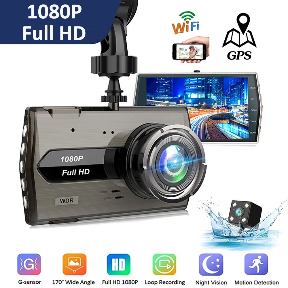 

Car DVR WiFi Dash Cam Rear View Vehicle Camera 1080P HD Drive Video Recorder Night Vision Auto Dashcam GPS Black Box Registrar