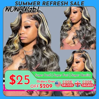 13x6 HD Lace Front Wigs #1B27 Ombre Highlight Glueless 32in Body Wave Wigs Pre plucked Human Hair Wigs Brazilian Hair For Women 1