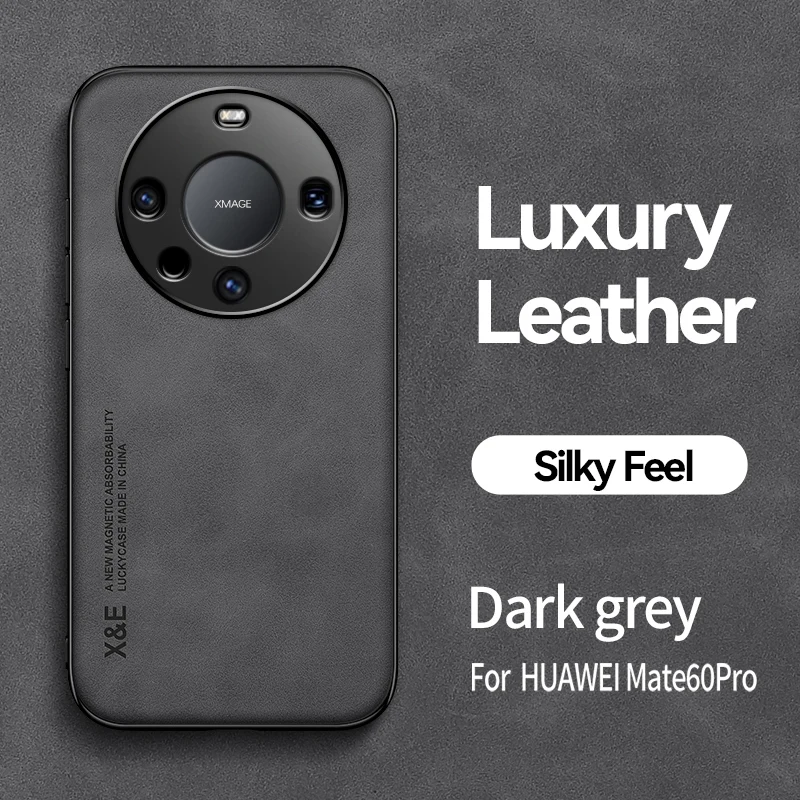 Luxury Leather Magnetic Phone Case with Metal Plate Holder