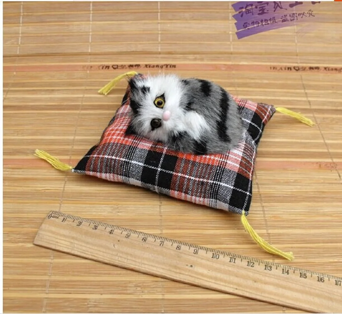 

Маленькая игрушка кошки с большими глазами, милая серая мини-кукла кошка, украшения для автомобиля, Подарочная кукла около 10 см, 0846