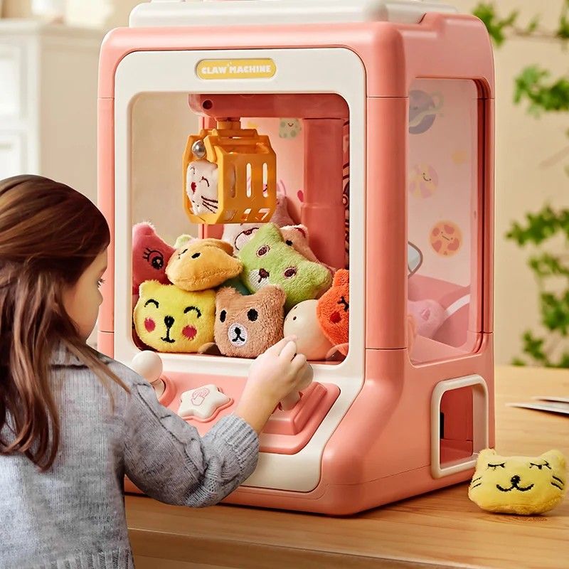 

DIY Cartoon Automatic Doll Machine Kids Coin Operated Play Game Mini Claw Catch Toy Crane Machines Music Doll for Christmas Gift