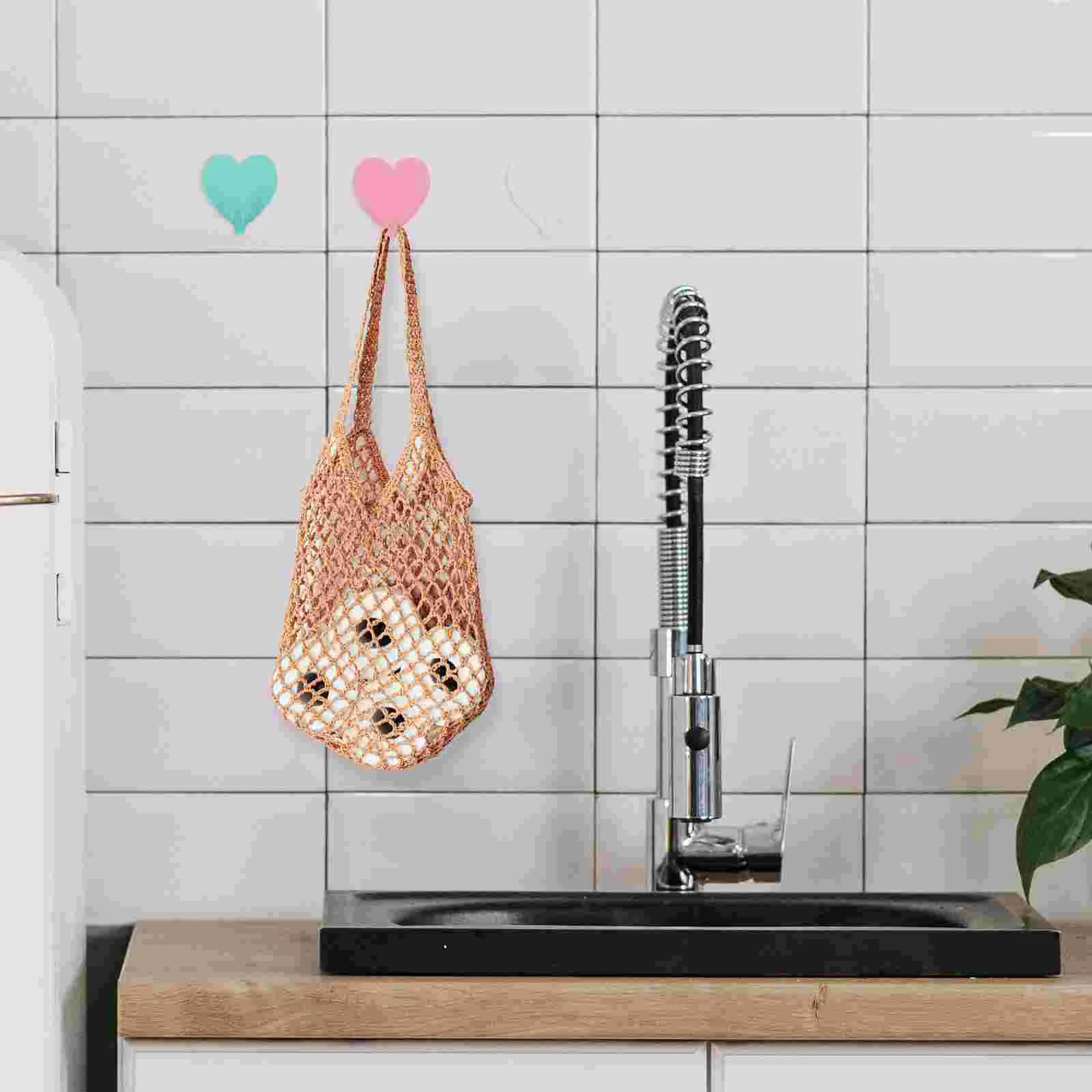 6 Pcs Heart Shaped Sticky Hook Hangers Hooks Purse Creative Key Holder Wall Coat Decor