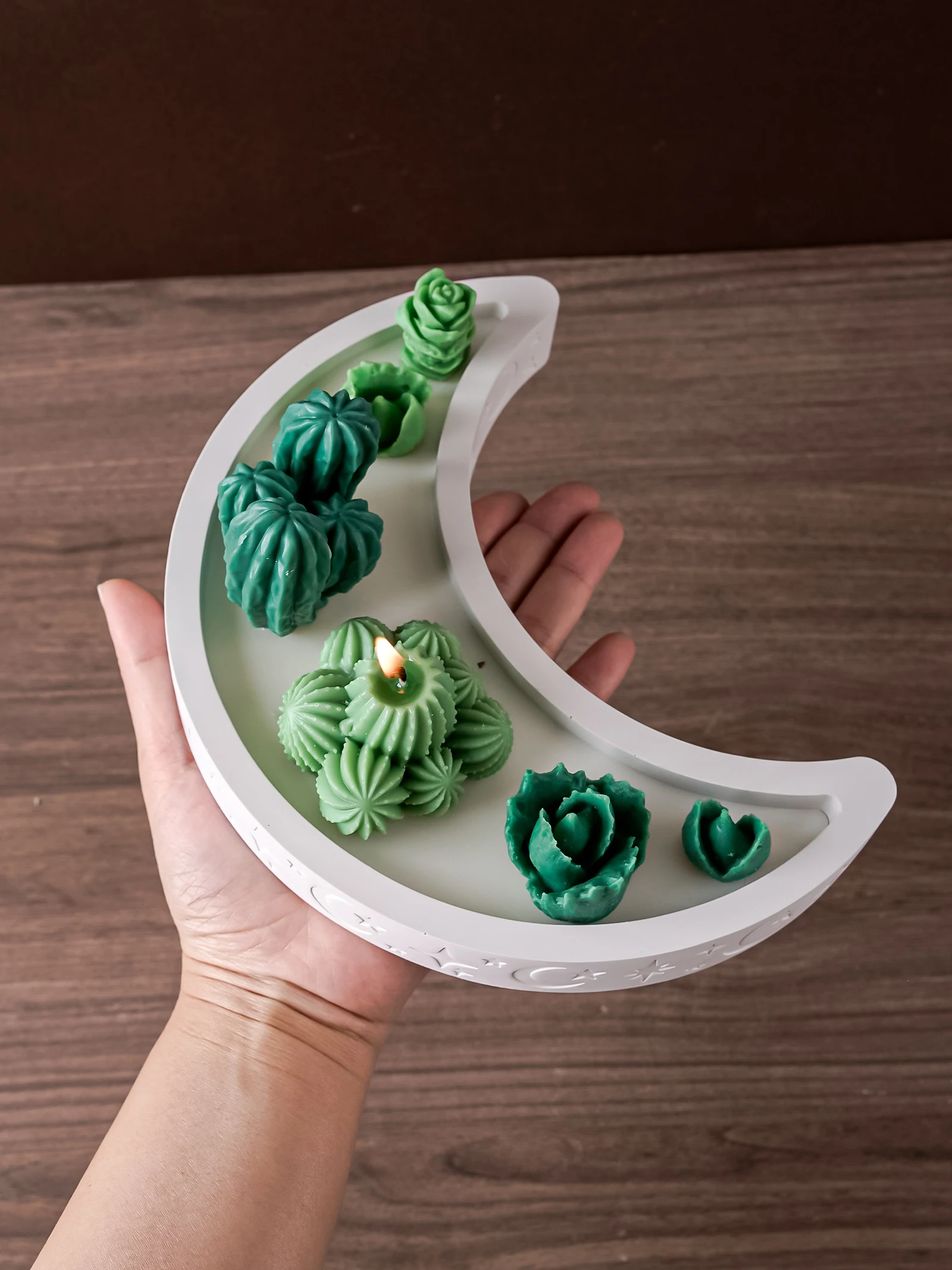 DIY 스타 문 양초 그릇 실리콘 금형 쥬얼리 보관함 주조 금형 시멘트 콘크리트 화분 공예 금형 홈 장식