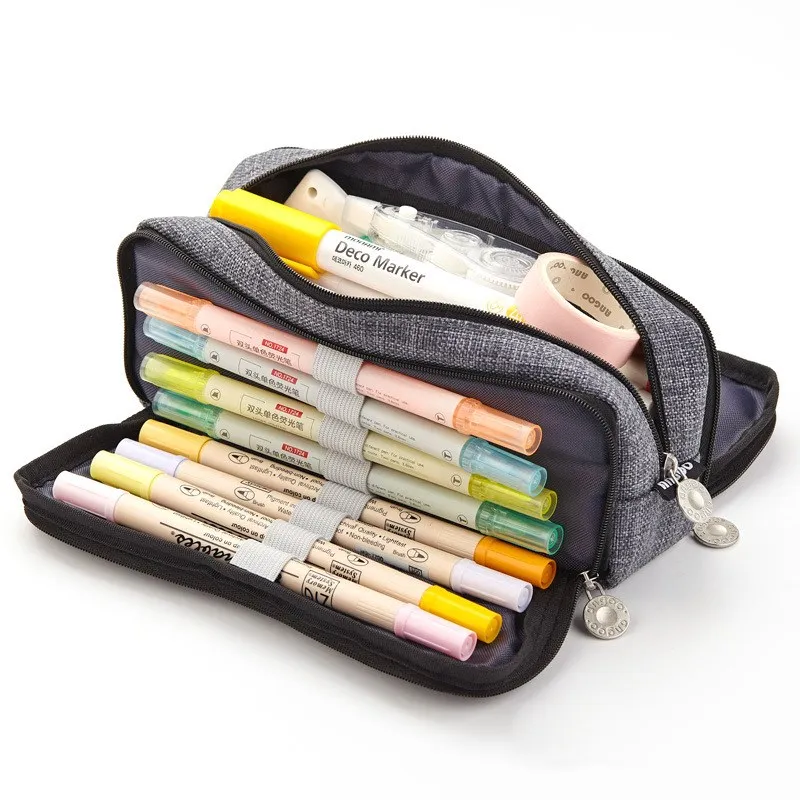 Hatisan Estuche Plegable De Gran Capacidad Para Lápices Con Cremallera, Bonito Estuche Para Niñas, Adolescentes, Escuela, Oficina, Universidad, Suministros Escolares Lindos (verde Negruzco