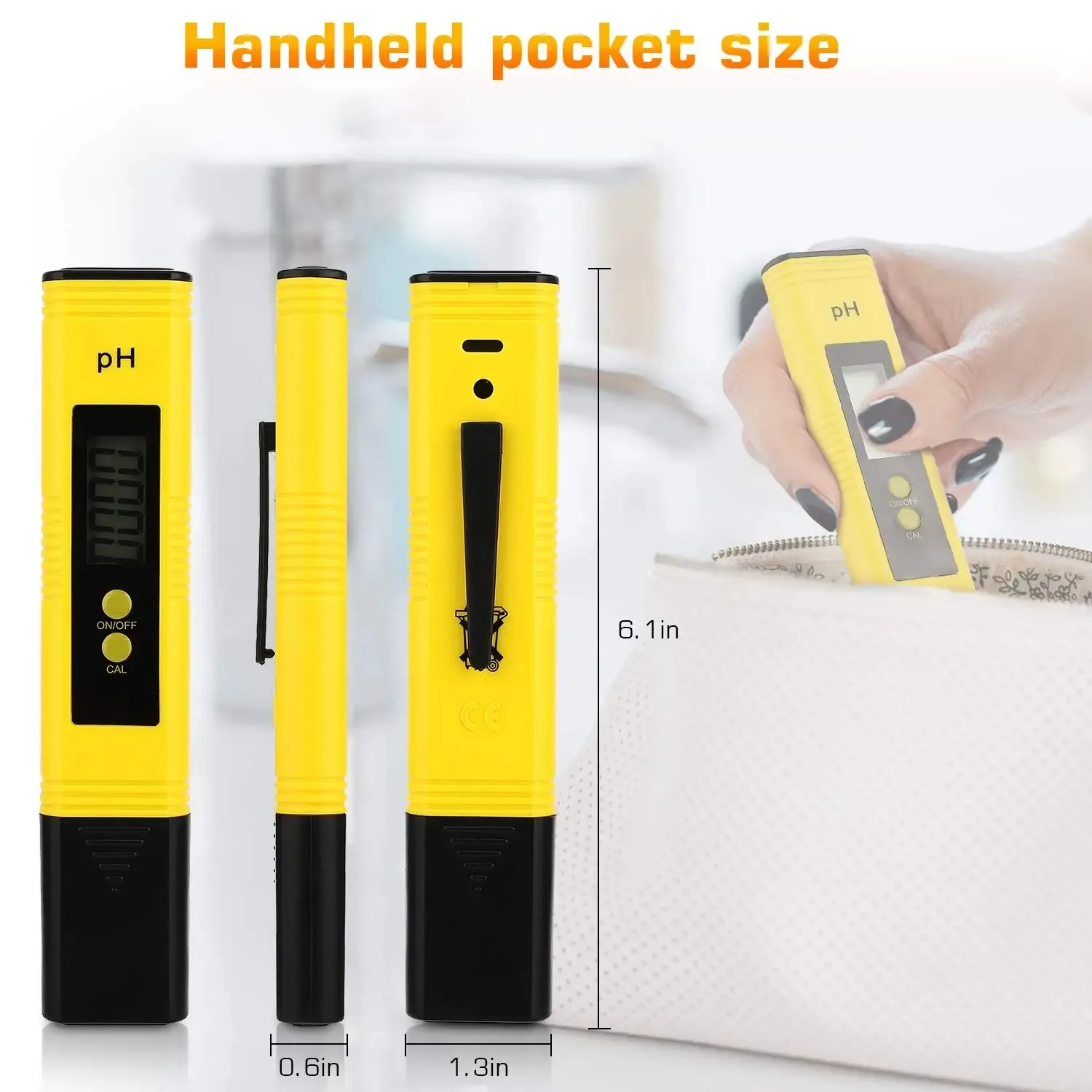 PH Meter 0.01 High Precision for Water Quality Tester with 0-14 Measurement Range Suitable Aquarium Swimming Pool water quality tester