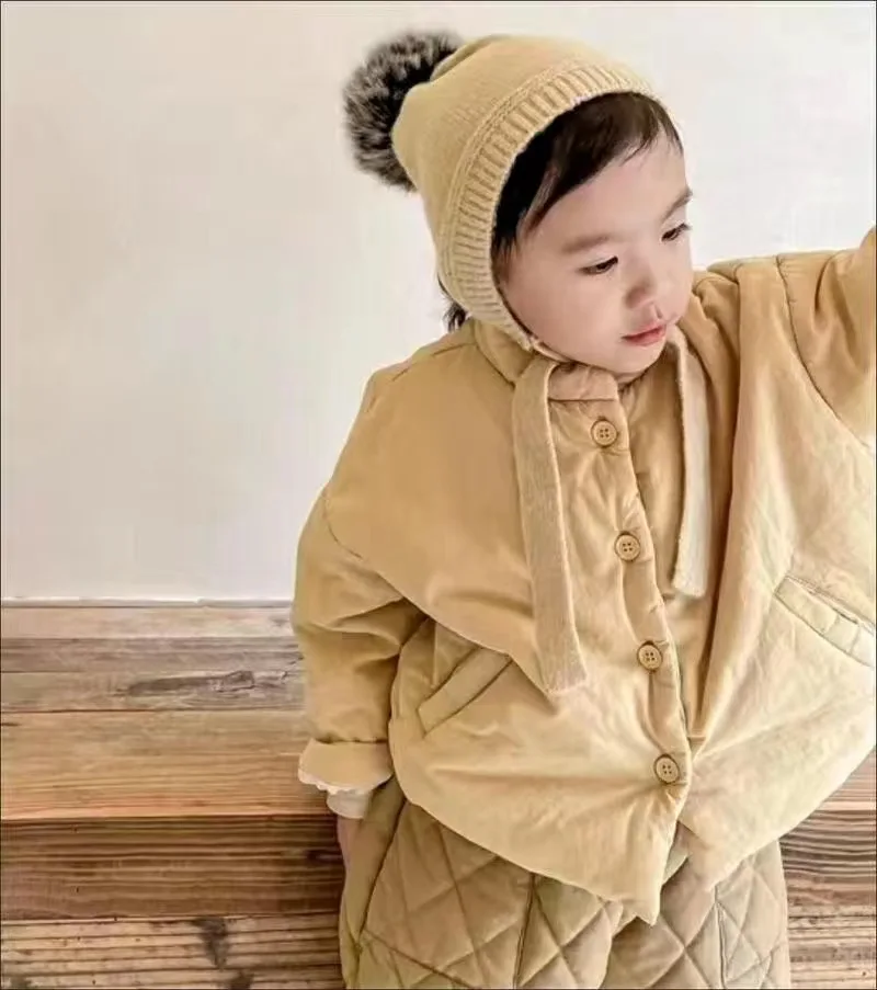 Winter Kids Jacket Thicken Cotton Warm Boys Girls Winter Coat Solid Color Children Retro Style Outwear Windproof Warm Coat