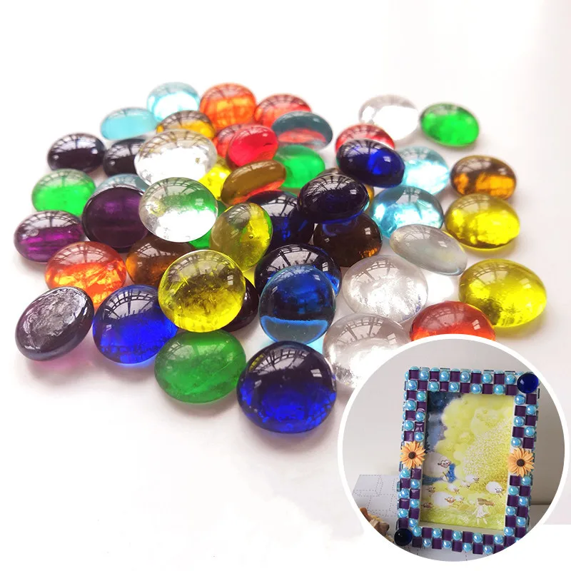 200g Clear Round Glass Mosaic Tile for Tiles Crafts Vases Gems Beads Mixed  Half Cabochons Supplies for Arts Craft Decorative - AliExpress