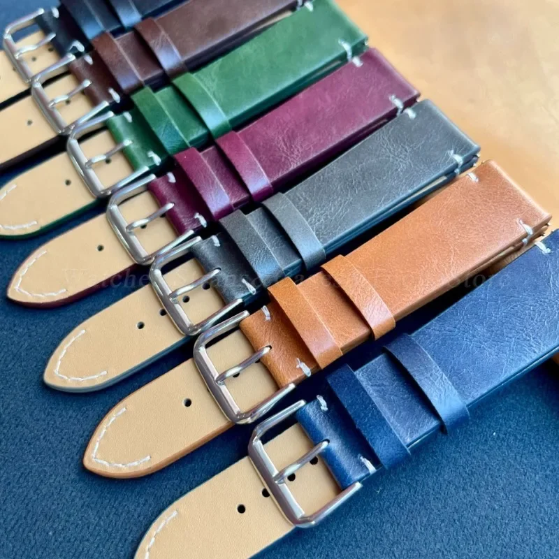 Classic Retro Leather Quick Release Watch Band - Premium Strap Replacement