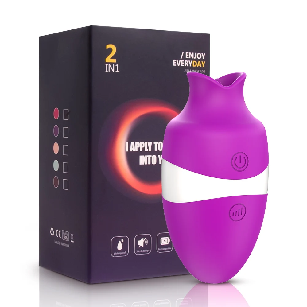2 In 1 Tongue Licking Clitoris Sucker Powerful Oral Sucking Vibrator for Women Nipple Stimulator Sex Toys for Adults Goods