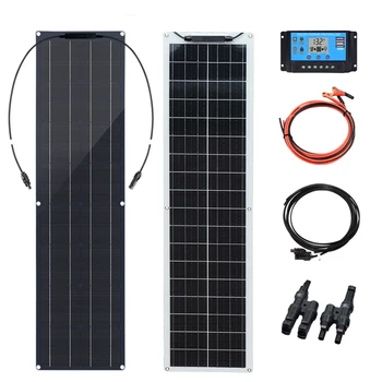 WUZECK Solar Panel kit 12V kit pannello solare flessibile modulo fotovoltaico da 50 Watt 100 Watt 12V 24V cella a cavo solare casa all'aperto auto barca batteria campeggio viaggio