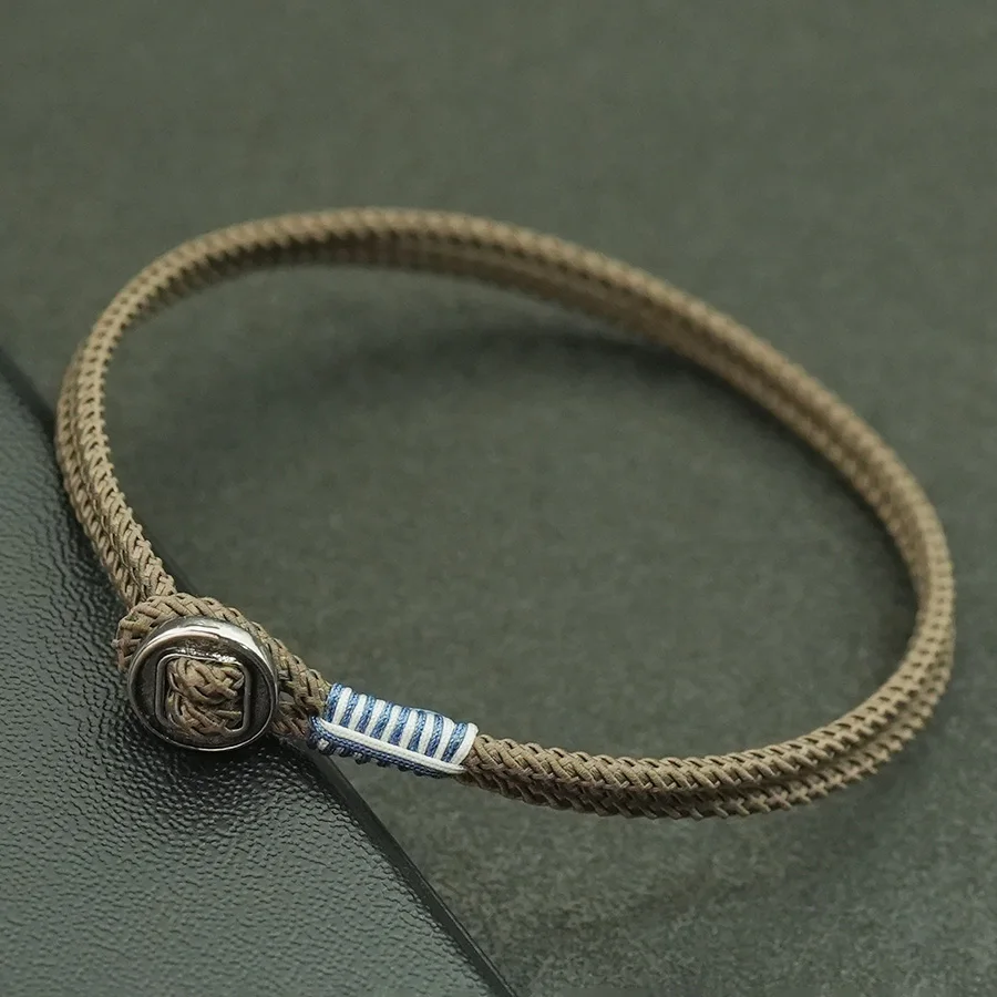 Silver Color Viking String Bracelet For Men