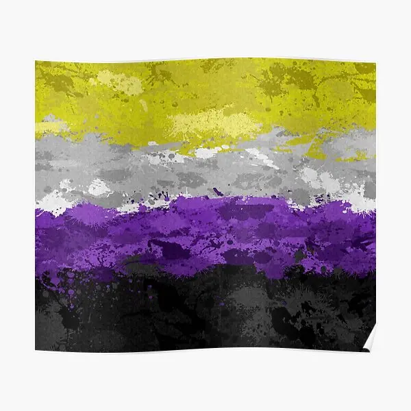 Abstract Paint Splatter Non Binario Pride Poster Home Murale Divertente Modern Room Print Picture Decor Wall Vintage Art No Frame