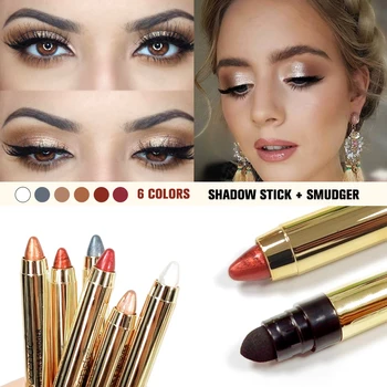 New Double-head Metallic Eyeshadow Stick Shimmer Eyeshadow Pencil Ultra Pigmented And Long Lasting Cream Eye Shadow Pen
