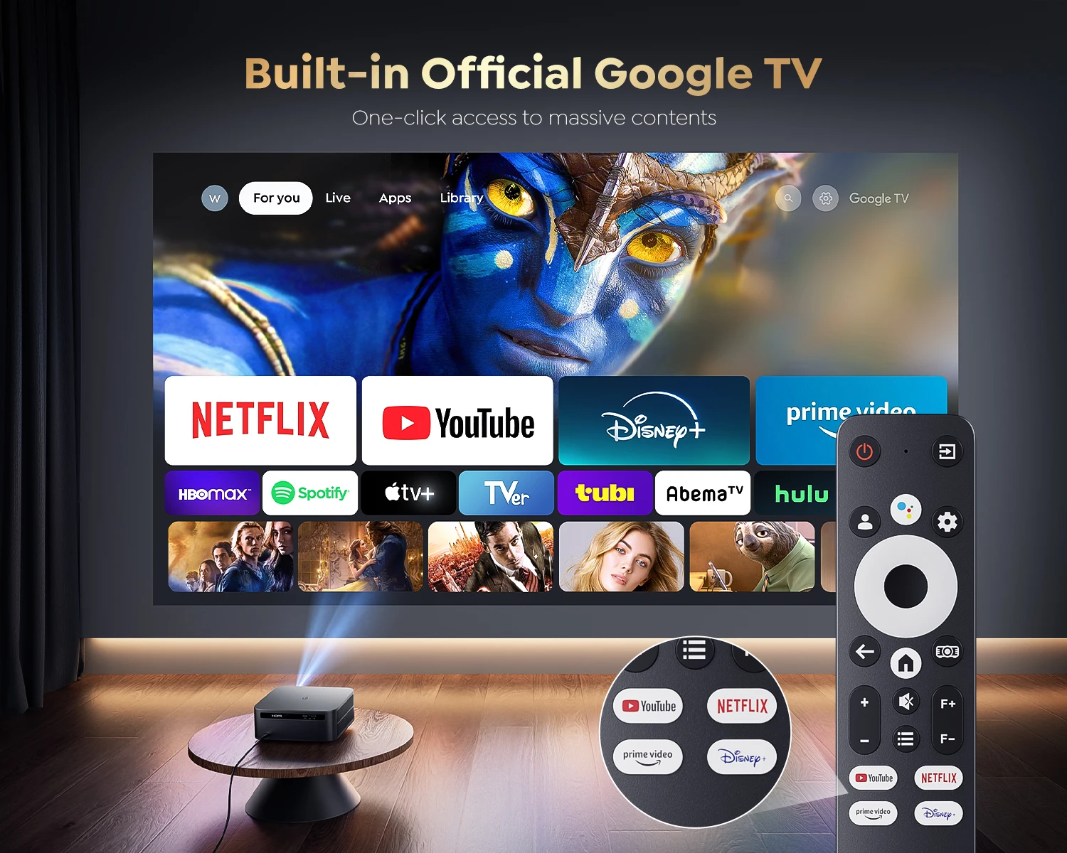 Portable Projector Mini Projector Video Projector FHD 1080P Projector Bluetooth WiFi Projector Netflix Officially & AI Auto Focus 1000 ANSI 30000 lumens Auto-focus 4K Support